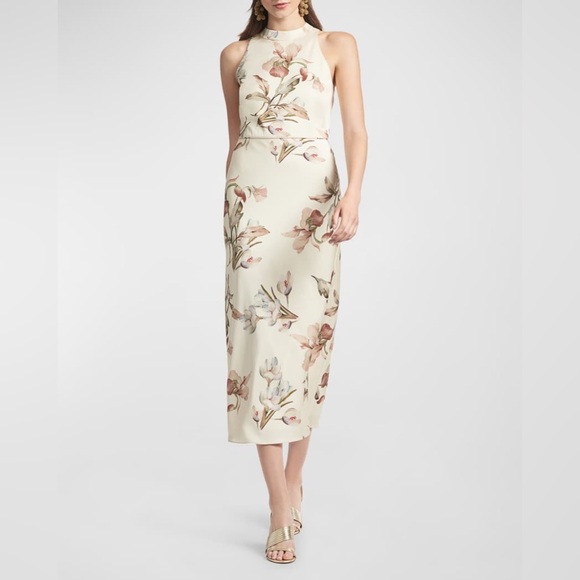 Sachin & Babi Lisandra Floral-Print Satin Crepe Midi Dress - Picture 1 of 11